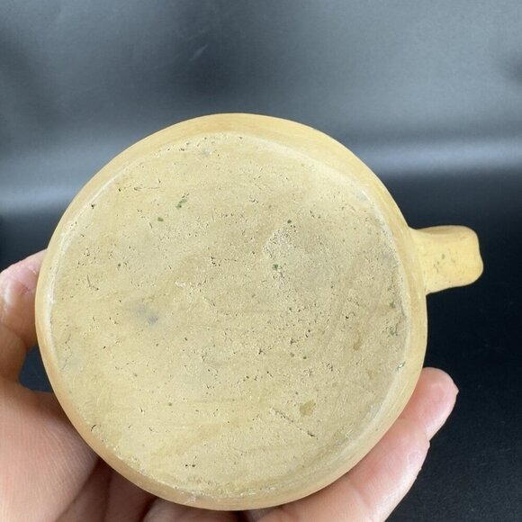 Vintage Stoneware Hand Made Pottery Pitcher Creamer Heart Shaped Green Spots VTG - Picture 7 of 15